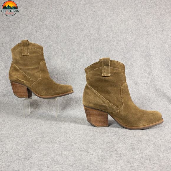 Matisse Galveston Ankle Booties Tan Suede Countrycore Cuban Heel Women's Size 8M - Picture 3 of 9